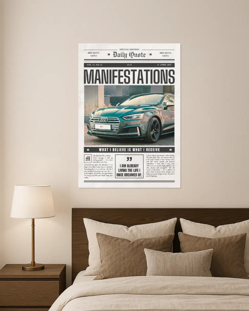 Manifestations Custom Vintage Newspaper Poster – Manifest your desire