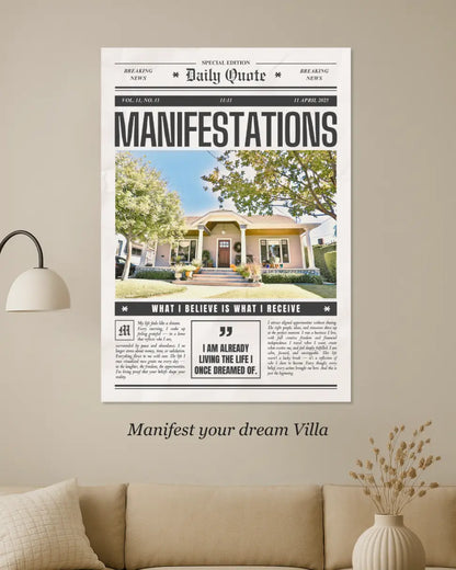 Manifestations Custom Vintage Newspaper Poster – Manifest your desire