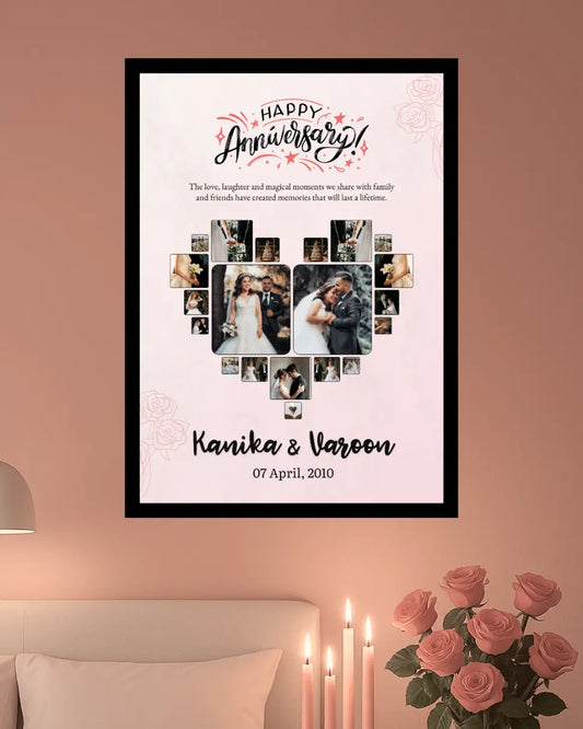 Personalised Heart Mosaic Photo Collage – Premium Anniversary Poster