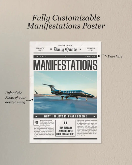 Manifestations Custom Vintage Newspaper Poster – Manifest your desire