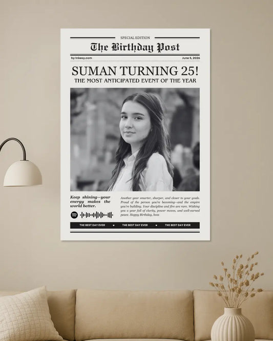 Custom Birthday Newspaper Poster – “The Birthday Post” Special Edition