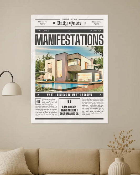 Manifestations Custom Vintage Newspaper Poster – Manifest your desire